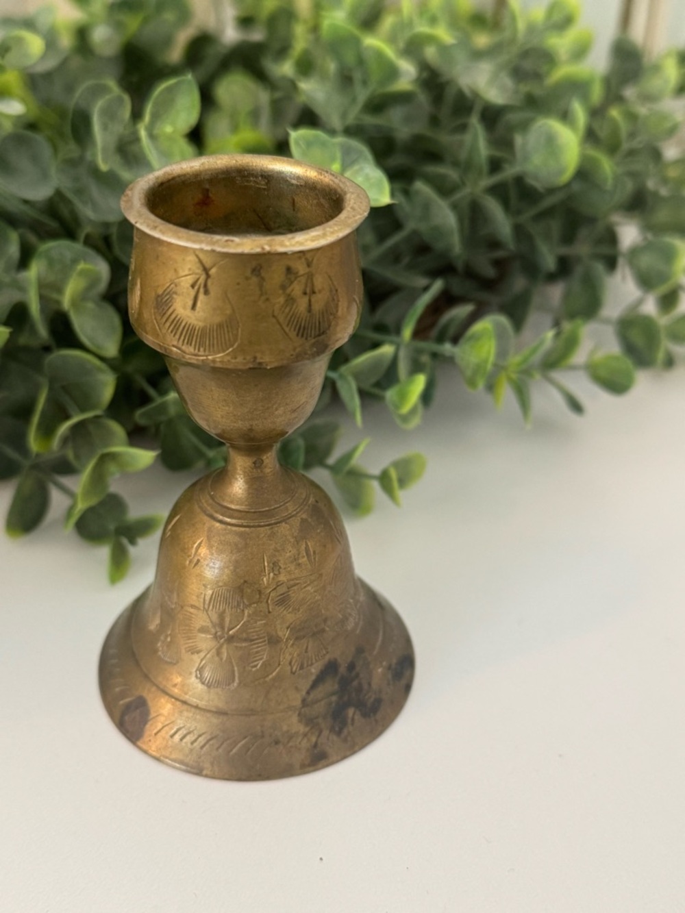 SOLD ⭐️ Brass Decorative Bell Candle Holder - Antique Brass Finish